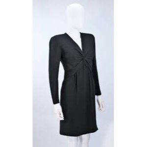 Chetta B Little Black Twist Cocktail Dress Side Zip Size 8